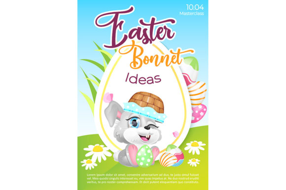 Easter Bonnet Poster Flat Vector